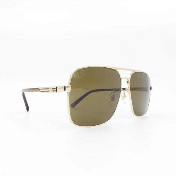 Gucci GG1289 Navigator Sunglasses Gold Brown OS - Picture 15 of 16